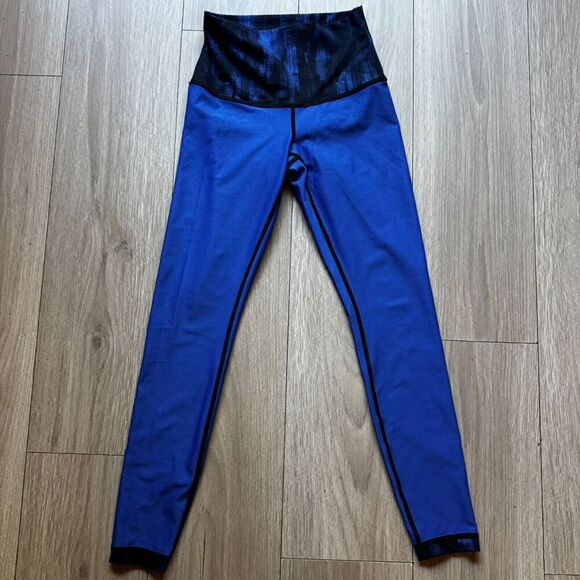 Lululemon Wunder Under Pant Nightsky Harbor Blue Black Full-On Luon Roll Down 6 - Picture 9 of 10